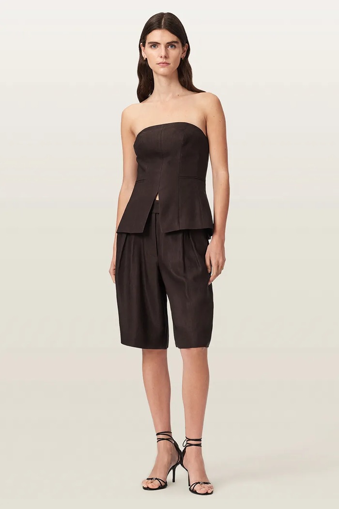 Îmbrăcăminte AllSaints Bluză cu corset pentru femei din vâscoză CHARLEY W051QE maro