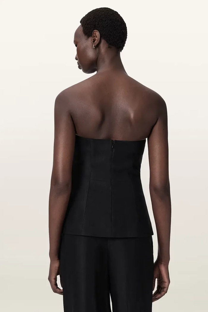 AllSaints korzetová blúzka dámska z viskózy CHARLEY W051QE čierna AW26