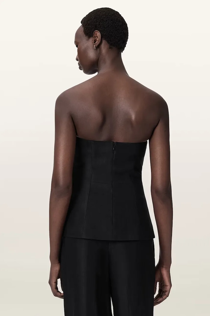 AllSaints korzetová blúzka dámska z viskózy CHARLEY W051QE čierna AW26