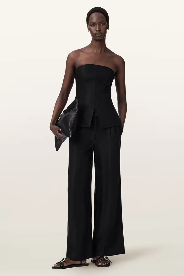 AllSaints korzetová blúzka dámska z viskózy CHARLEY W051QE čierna