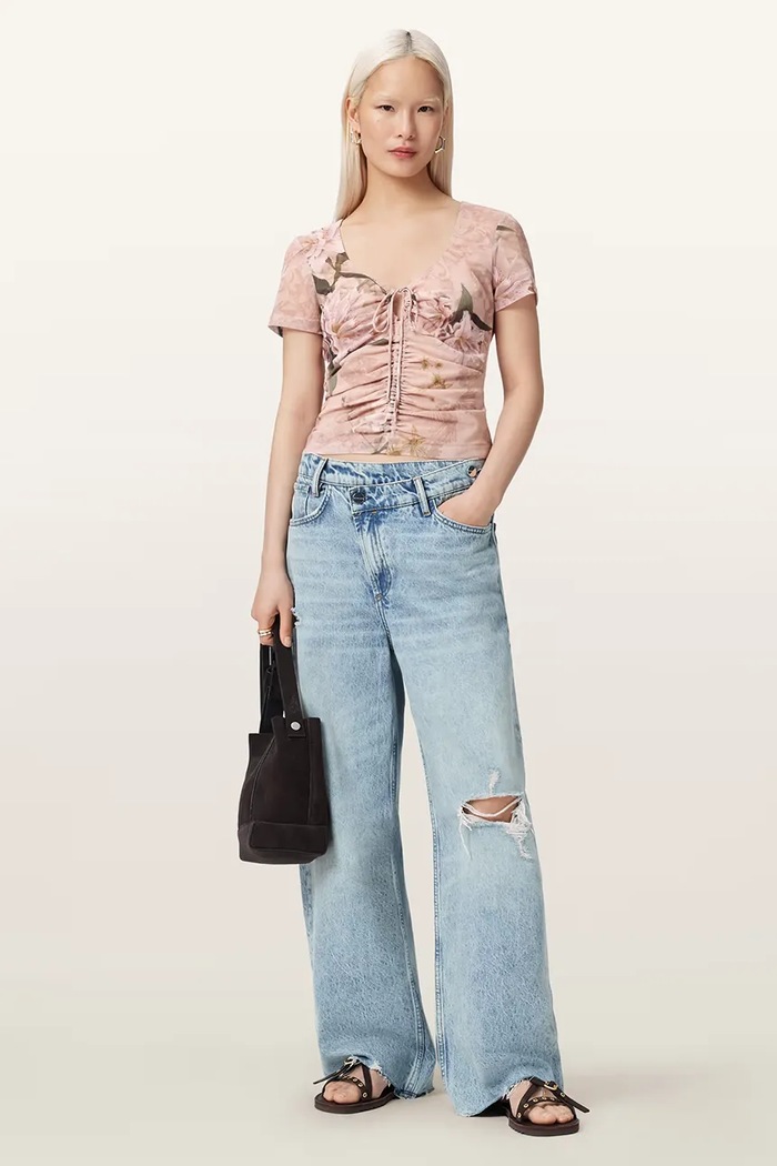 Oblečenie AllSaints blúzka dámska GABBY W153JE béžová