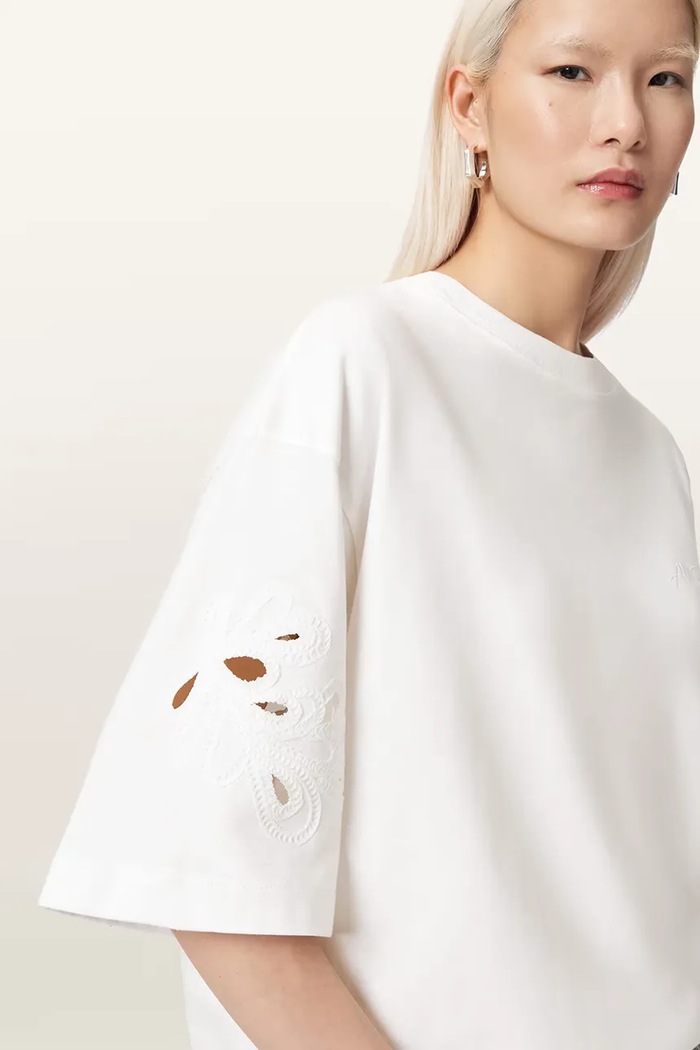 AllSaints tricou oversized pentru femei, din bumbac LOLA alb W113JE