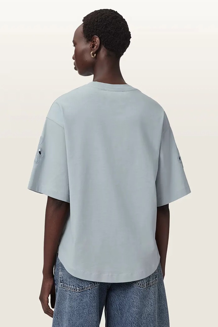 AllSaints T-shirt oversize damski bawełniany LOLA W113JE niebieski AW26