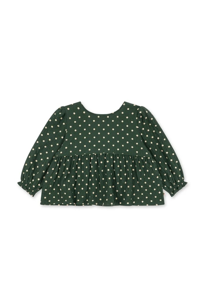 Konges Sløjd Bluzka dziecięca bawełniana z elastanem ELIN BOW BLOUSE GOTS zielony KS105976.9BY2