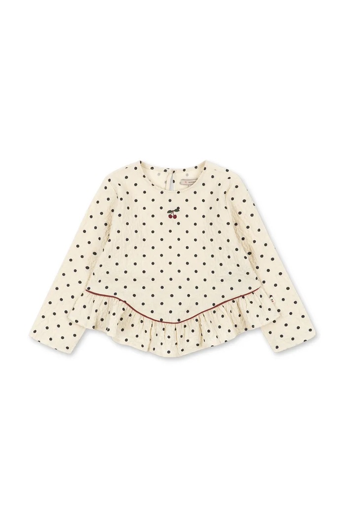 Konges Sløjd Блуза с волани за деца от памук с еластан ELIN BLOUSE GOTS KS105975.9BY2 бял AW26