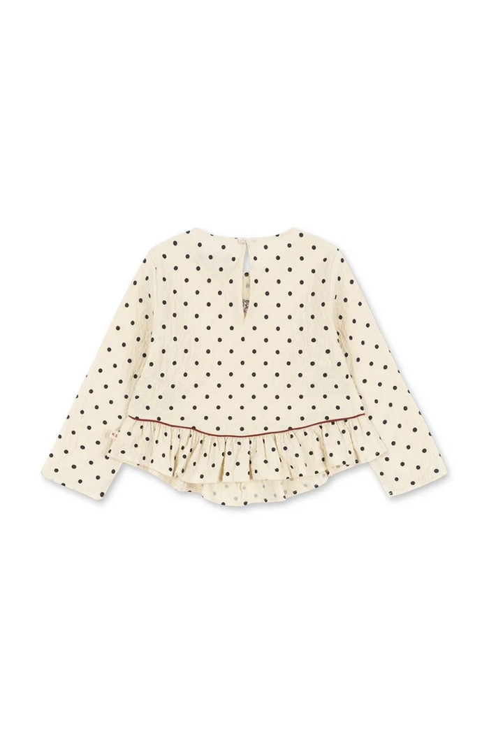 Момиче Konges Sløjd Блуза с волани за деца от памук с еластан ELIN BLOUSE GOTS KS105975.9BY2 бял
