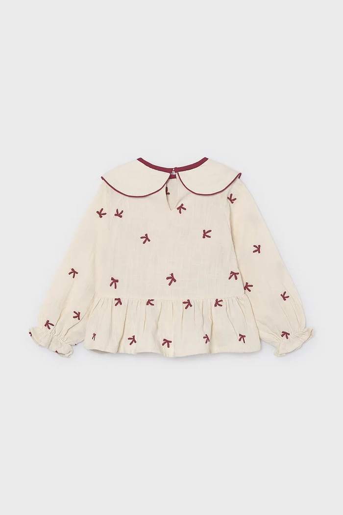 Mayoral bluza z volančki otroška bombažna 4150.6L.Mini.9BY2 bež AW26