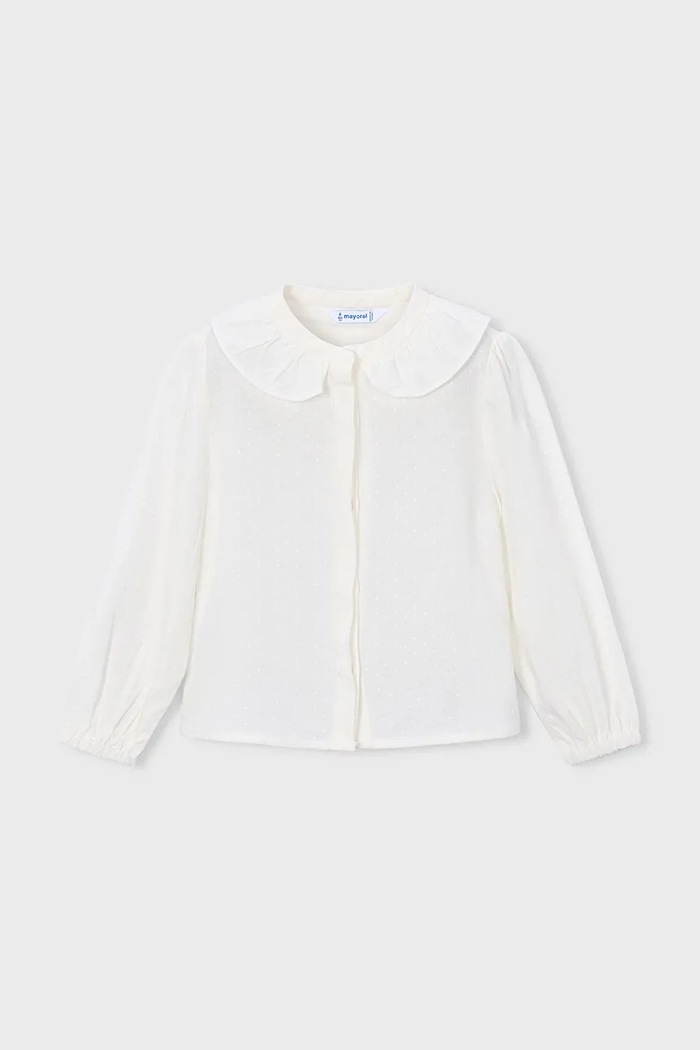 Mayoral košile dětská z viskózy 4148.6J.Mini.9BY2 béžová AW26