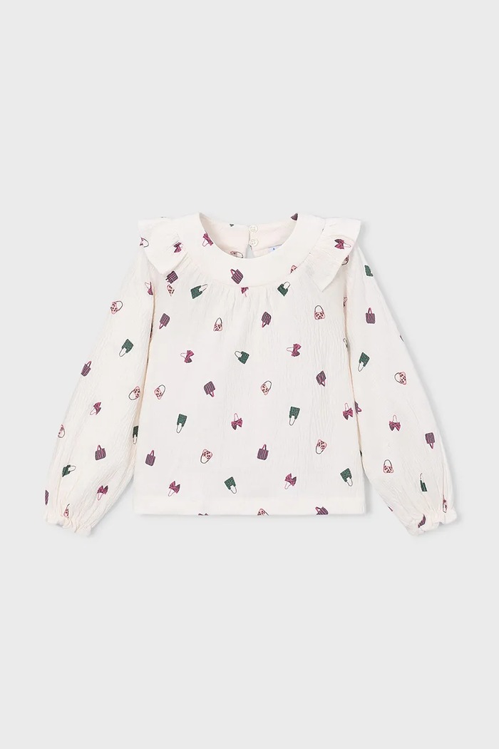 Mayoral bluza s volanima za djecu s pamukom 4147.6C.Mini.9BY2 bijela AW26