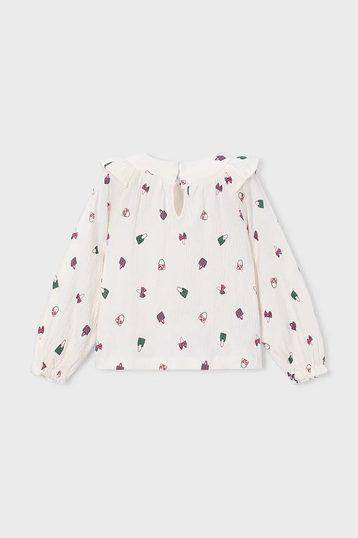 Djevojčice Mayoral bluza s volanima za djecu s pamukom 4147.6C.Mini.9BY2 bijela