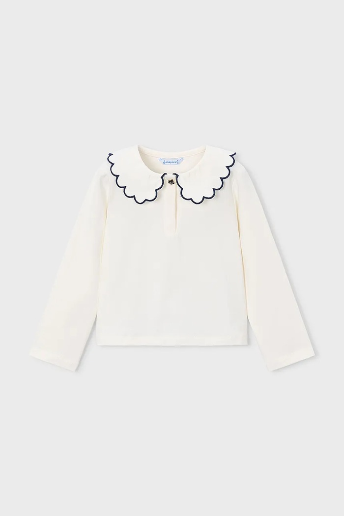 Mayoral блузка для детей из хлопка с эластаном 131.6F.Mini.9BY2 белый AW26