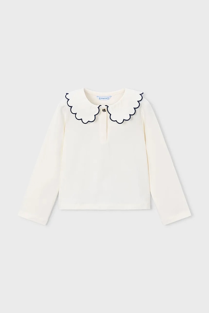 Mayoral блузка для детей из хлопка с эластаном 131.6F.Mini.9BY2 белый AW26