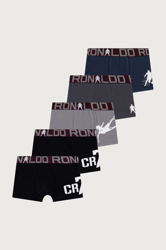 CR7 Cristiano Ronaldo Uske bokserice za djecu od pamuka s elastanom 5-pack siva 8405.5100.2511