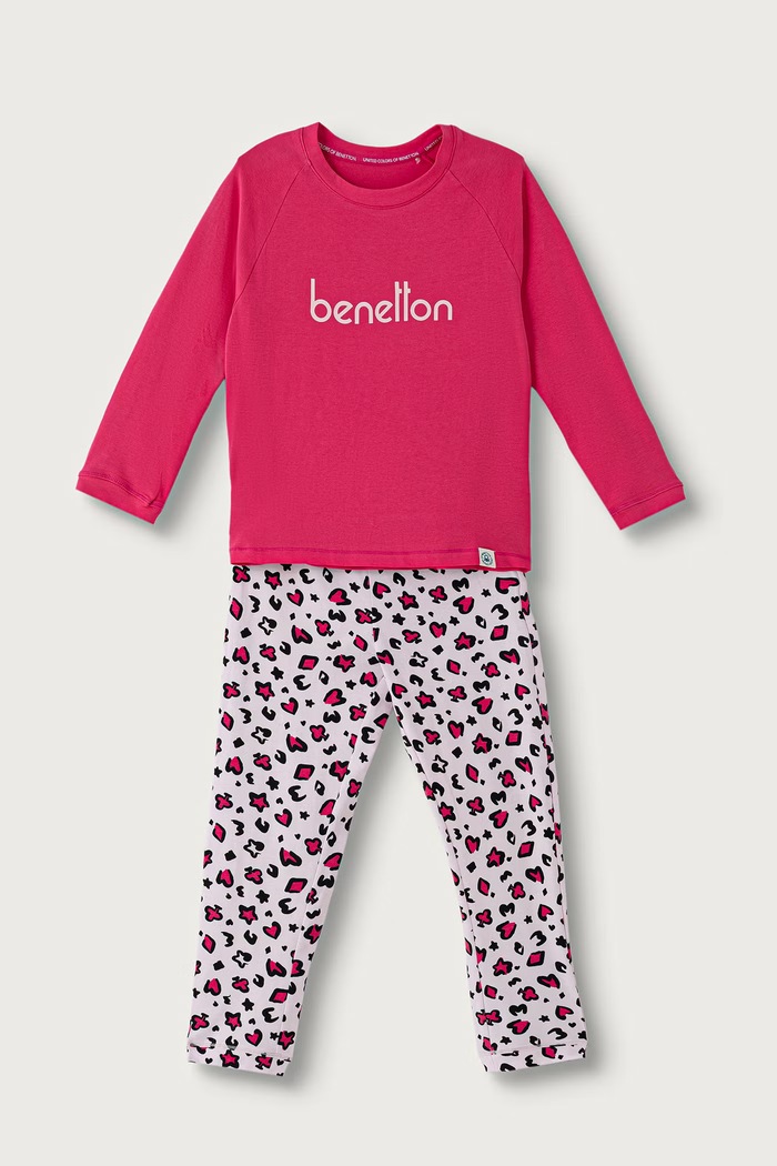 United Colors of Benetton Piżama dwuczęściowa dziecięca z bawełną różowy 3G680P0A6.G.Seasonal
