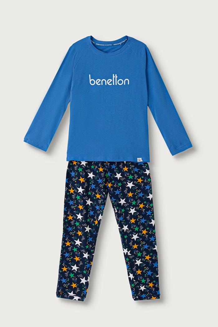 United Colors of Benetton Dvodijelna pidžama za djecu s pamukom plava 3G680P0A6.G.Seasonal