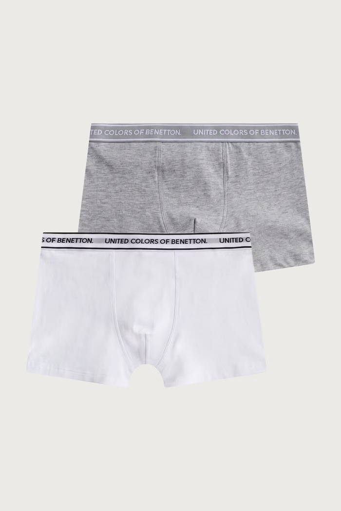 United Colors of Benetton Boxeri mulați pentru copii din bumbac cu elastan pachet de 2 alb 3G680X01V.G.Seasonal