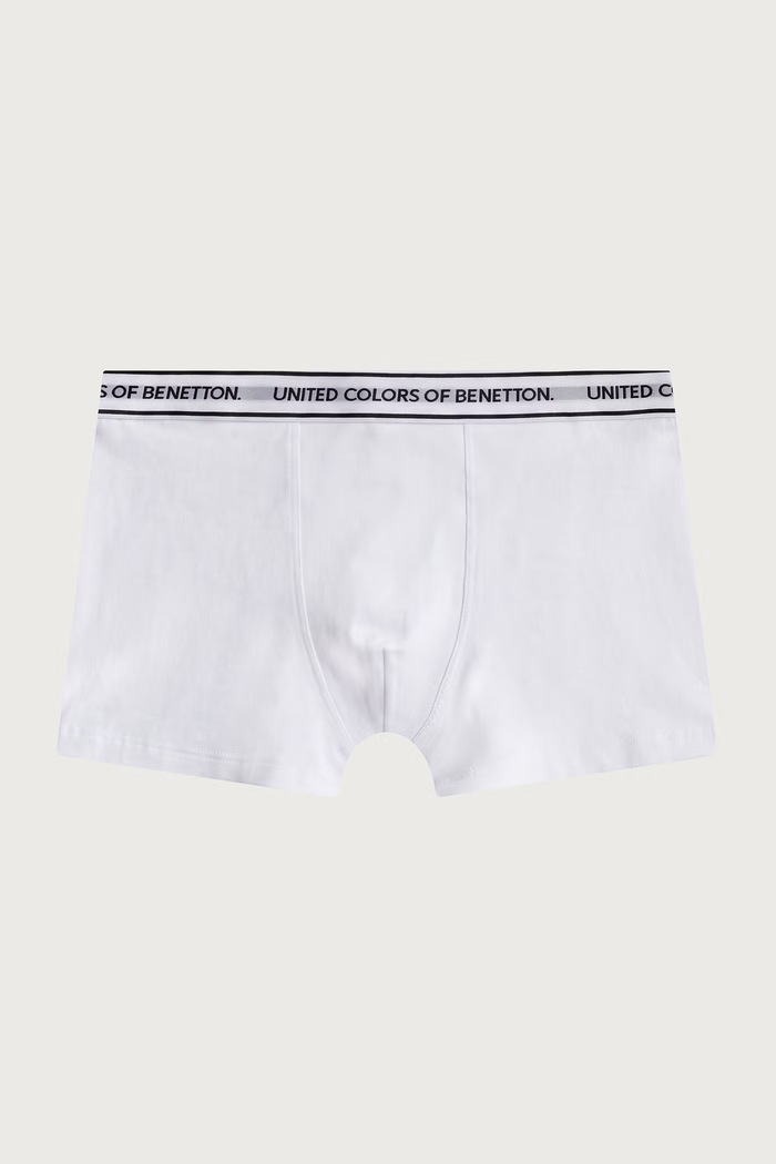 United Colors of Benetton Boxeri mulați pentru copii din bumbac cu elastan pachet de 2 3G680X01V.G.Seasonal alb AW26