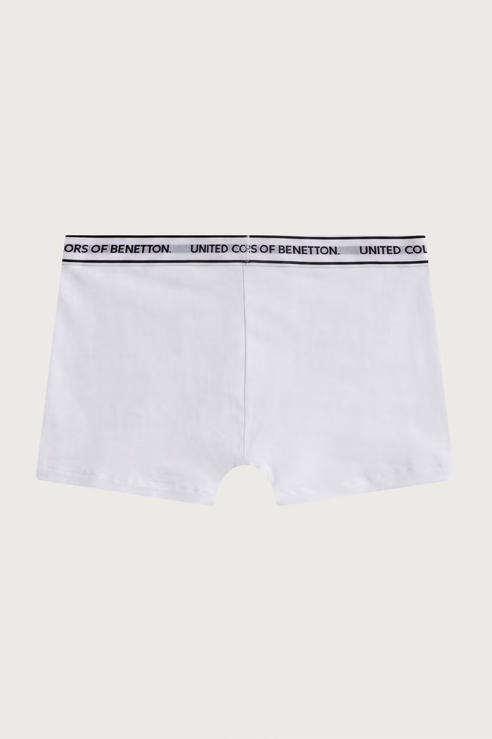 Boxeri mulați pentru copii din bumbac cu elastan pachet de 2 United Colors of Benetton 3G680X01V.G.Seasonal alb