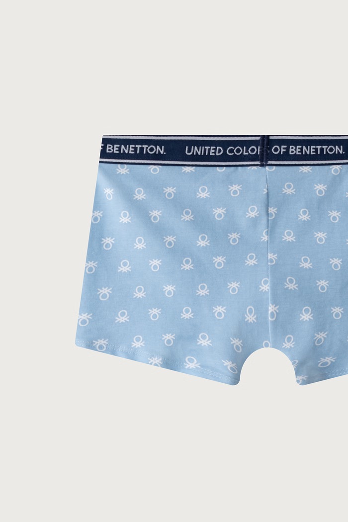 Bokserki dopasowane dziecięce bawełniane z elastanem 2-pack United Colors of Benetton niebieski 3G680X01V.G.Seasonal