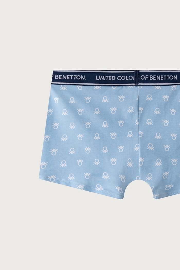 Bokserki dopasowane dziecięce bawełniane z elastanem 2-pack United Colors of Benetton niebieski 3G680X01V.G.Seasonal