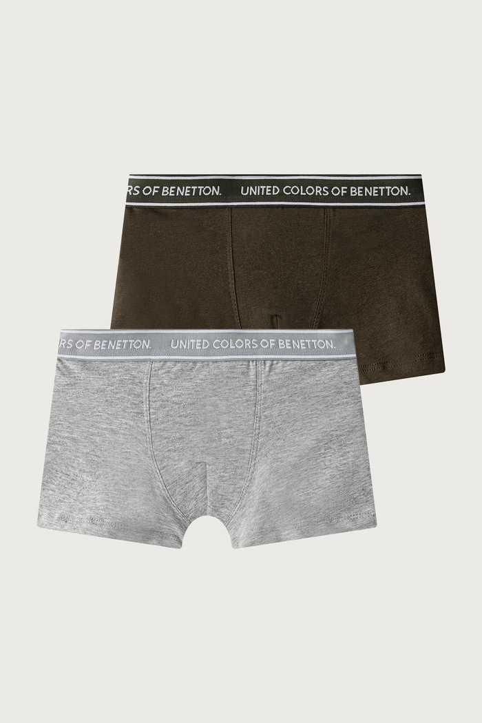 United Colors of Benetton Bokserki dopasowane dziecięce bawełniane z elastanem 2-pack szary 3G680X01V.G.Seasonal
