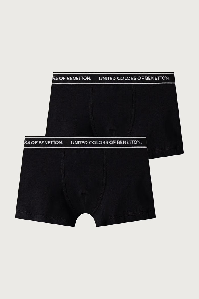 United Colors of Benetton Bokserki dopasowane dziecięce bawełniane z elastanem 2-pack czarny 3G680X01V.G.Seasonal