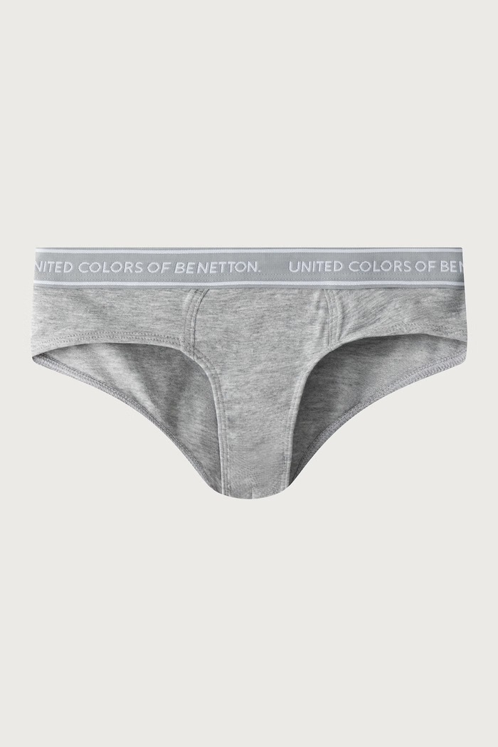 Băieți United Colors of Benetton Chiloți full brief pentru copii din bumbac cu elastan pachet de 2 3G680S03G.G.Seasonal alb