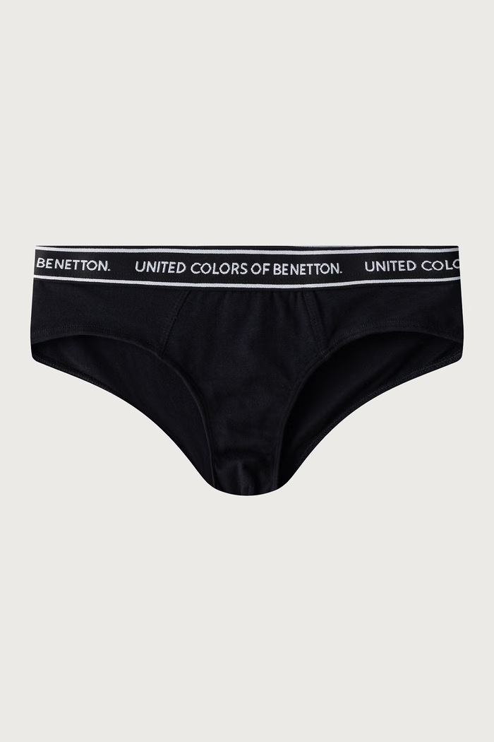 United Colors of Benetton Chiloți full brief pentru copii din bumbac cu elastan pachet de 2 3G680S03G.G.Seasonal negru AW26