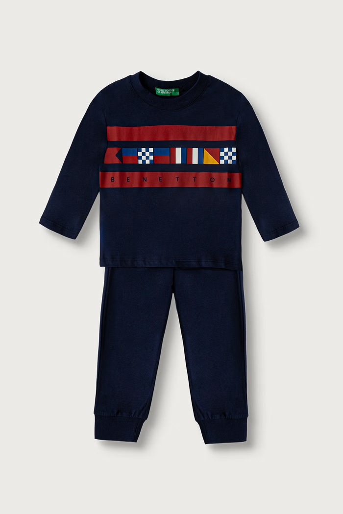 United Colors of Benetton Dvojdielne pyžamo detské bavlnené s elastanom tmavomodrá 3VD00P07A.G.Reproposal
