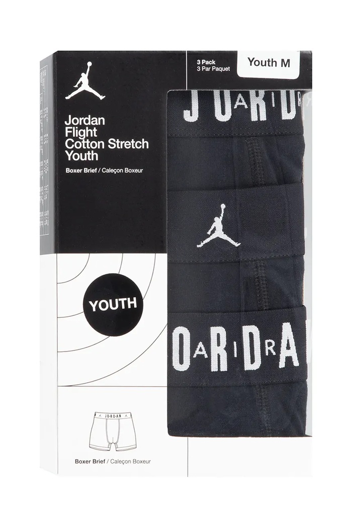 Chłopiec Jordan Bokserki dziecięce bawełniane z elastanem 3-pack 9J0633 czarny