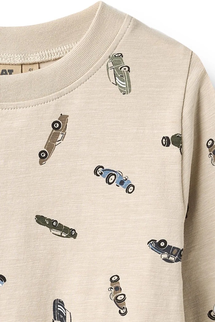Pijama pentru copii din bumbac cu elastan Wheat 3006.159.GOTS bej