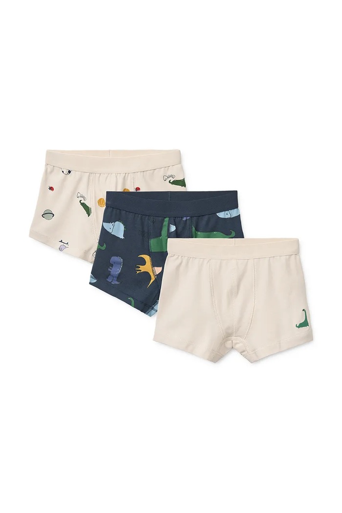 Liewood Bokserki dziecięce bawełniane z elastanem Marvin Boxers 3-pack beżowy LW20283.9BY2