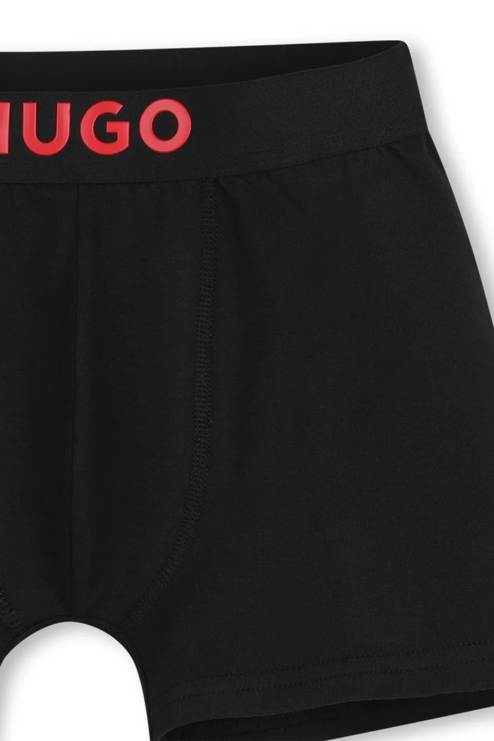 HUGO bokserki dziecięce bawełniane z elastanem 3-pack czarny G01348.162.174