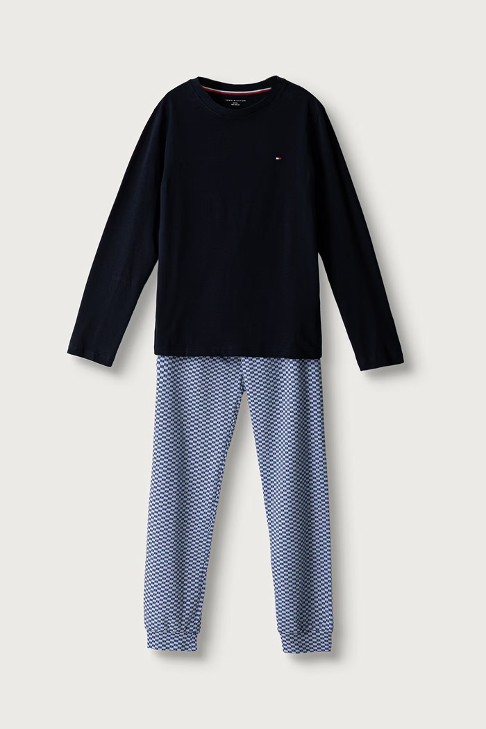 Tommy Hilfiger Piżama dwuczęściowa dziecięca z bawełną czarny UB0UB00614.9BY2