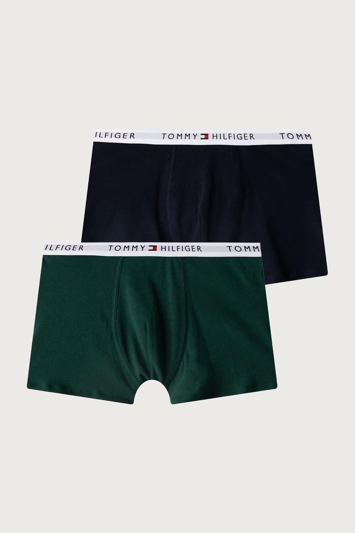 Tommy Hilfiger Bokserki dopasowane dziecięce bawełniane z elastanem 2-pack granatowy UB0UB00613.9BY2