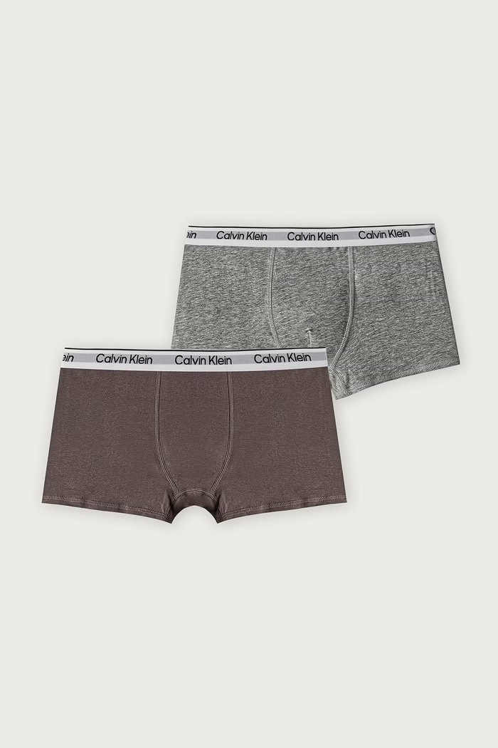 Calvin Klein Underwear Bokserki dopasowane dziecięce bawełniane z elastanem 2-pack szary B70B700506.9BY2