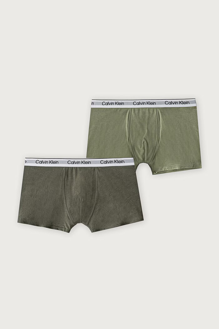 Calvin Klein Underwear Bokserki dopasowane dziecięce bawełniane z elastanem 2-pack zielony B70B700506.9BY2