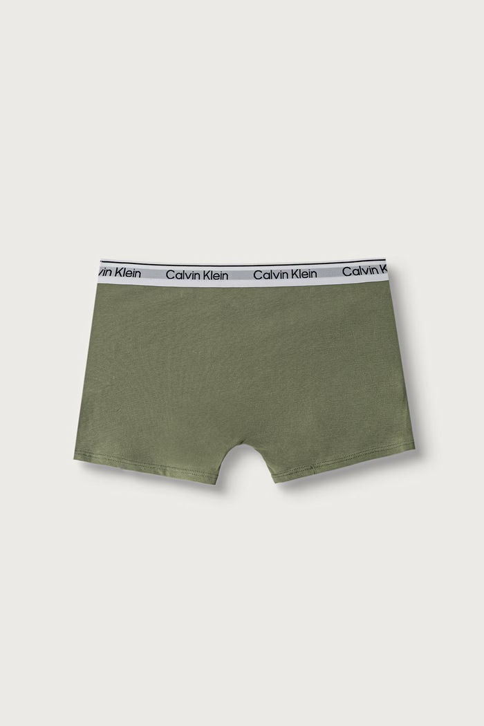Bokserki dopasowane dziecięce bawełniane z elastanem 2-pack Calvin Klein Underwear zielony B70B700506.9BY2
