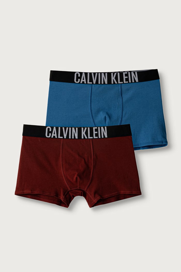 Chłopiec Calvin Klein Underwear Bokserki dopasowane dziecięce bawełniane z elastanem 2-pack B70B700509.9BY2 brązowy