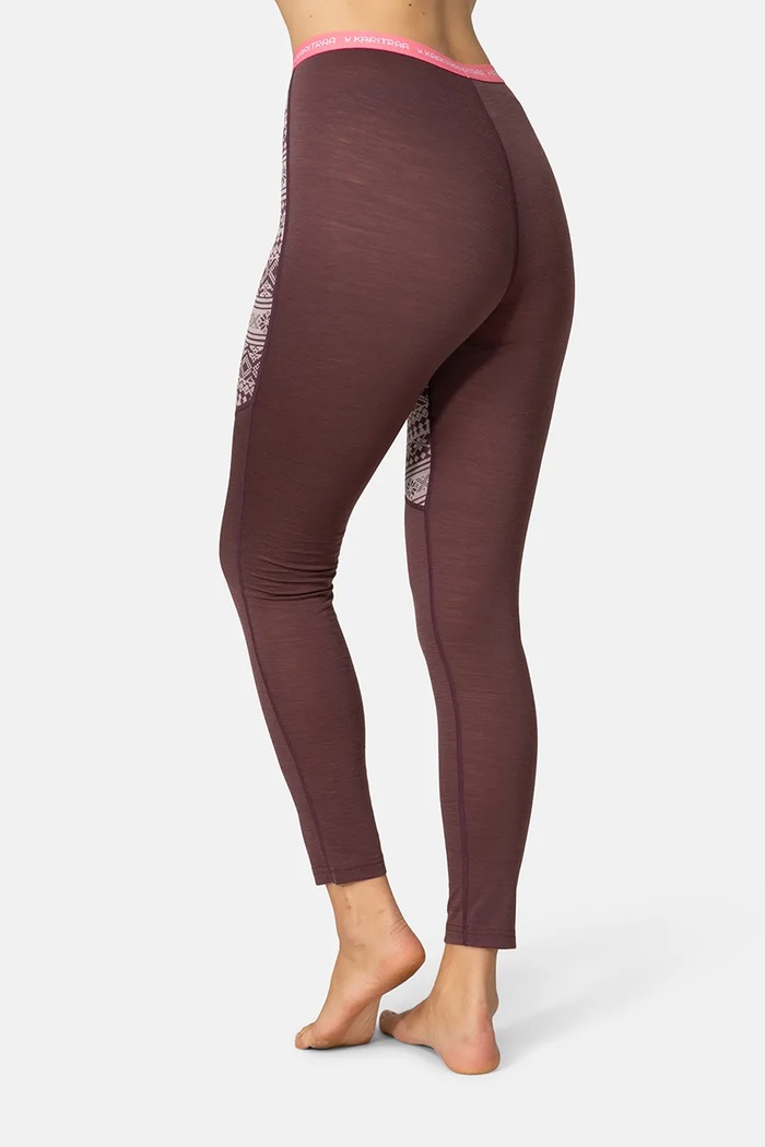 Kari Traa Legginsy funkcyjne damskie z wełną MINA brązowy 623688
