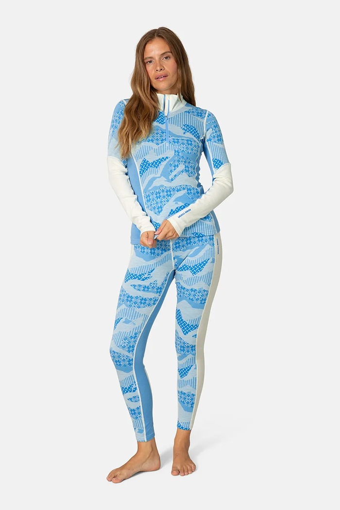 Kari Traa Legginsy funkcyjne damskie wełniane OLEA 624017 niebieski AW26
