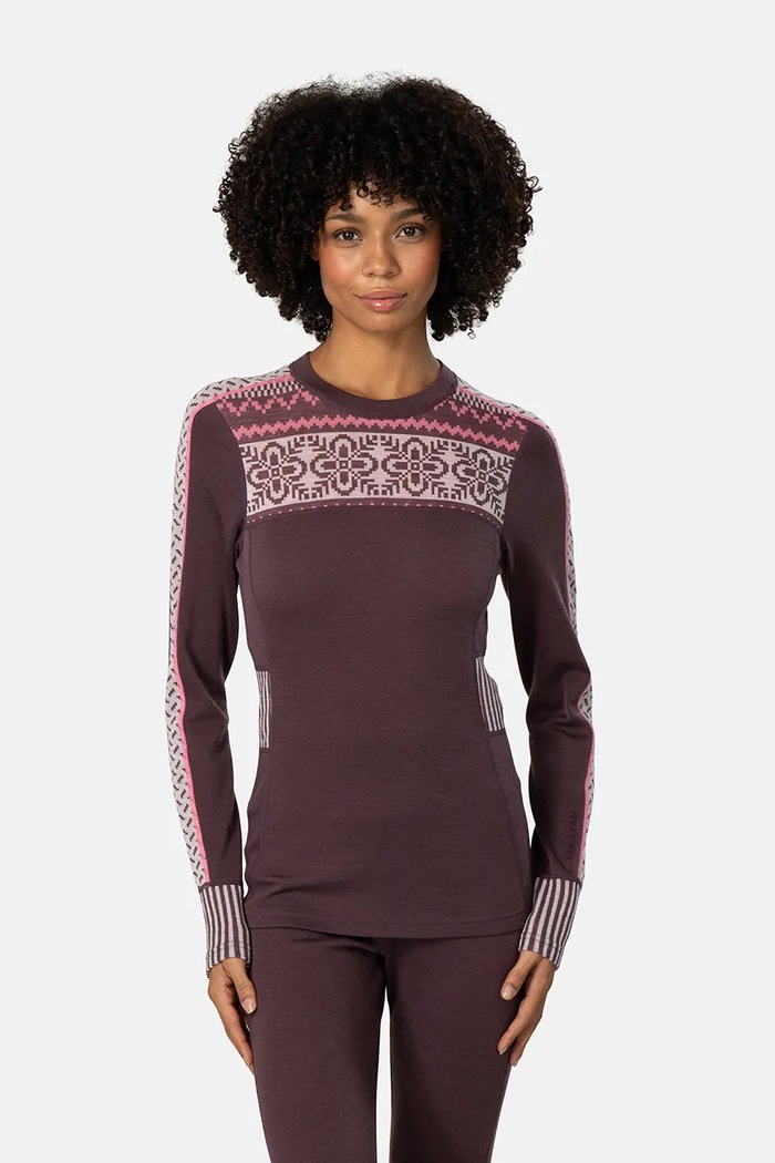 Kari Traa Longsleeve funkcyjny damski wełniany INES bordowy 624019