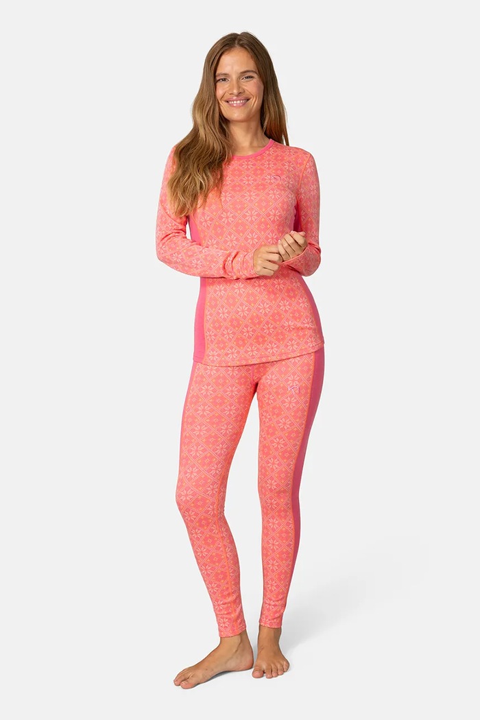 Odzież Kari Traa Longsleeve funkcyjny damski wełniany ROSE 624055 pomarańczowy