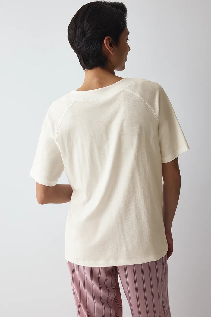 Triumph T-shirt piżamowy damski bawełniany Mix & Match 10229537 beżowy AW26
