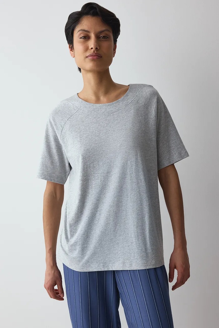 Triumph T-shirt piżamowy damski bawełniany Mix & Match szary 10229537
