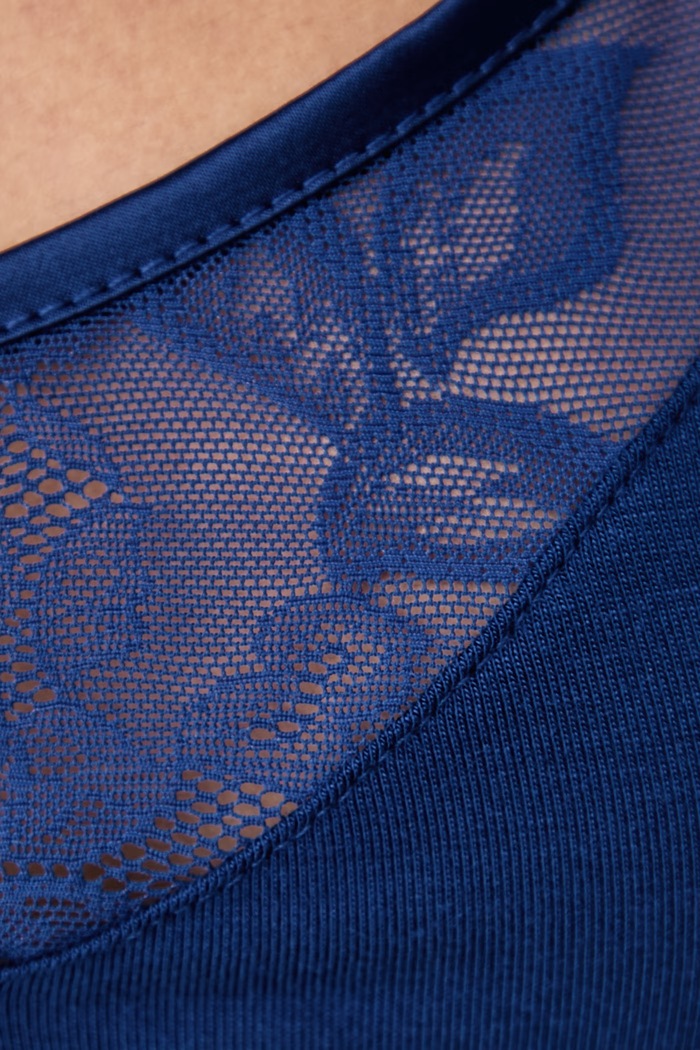 T-shirt piżamowy damski z modalem JASMINE Chantelle niebieski FNATI5