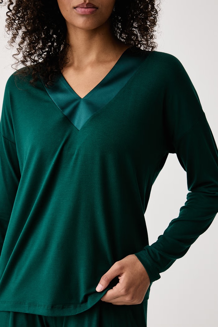 Longsleeve piżamowy damski z wiskozą LIZZY Chantelle FNA290 zielony