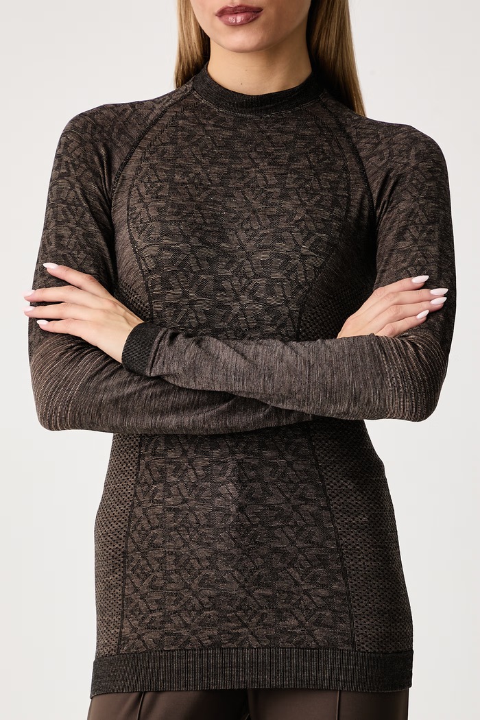 Longsleeve funkcyjny damski z dodatkiem wełny Bright Newland N4600S.339 brązowy