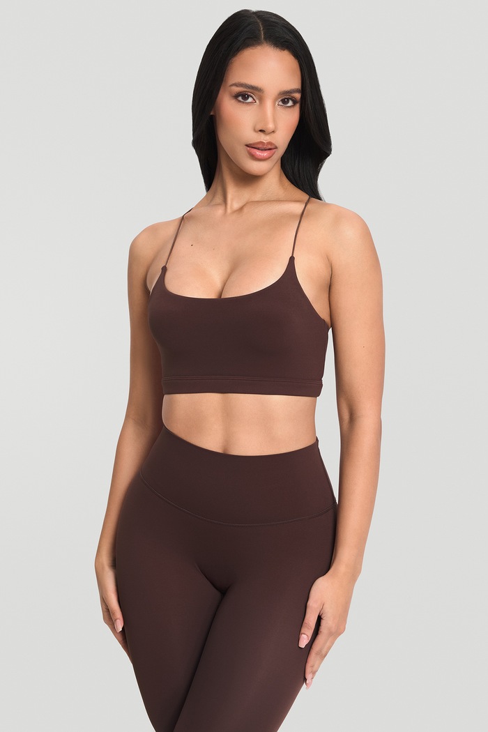 BetterMe Biustonosz do jogi Strappy brązowy BRA00028