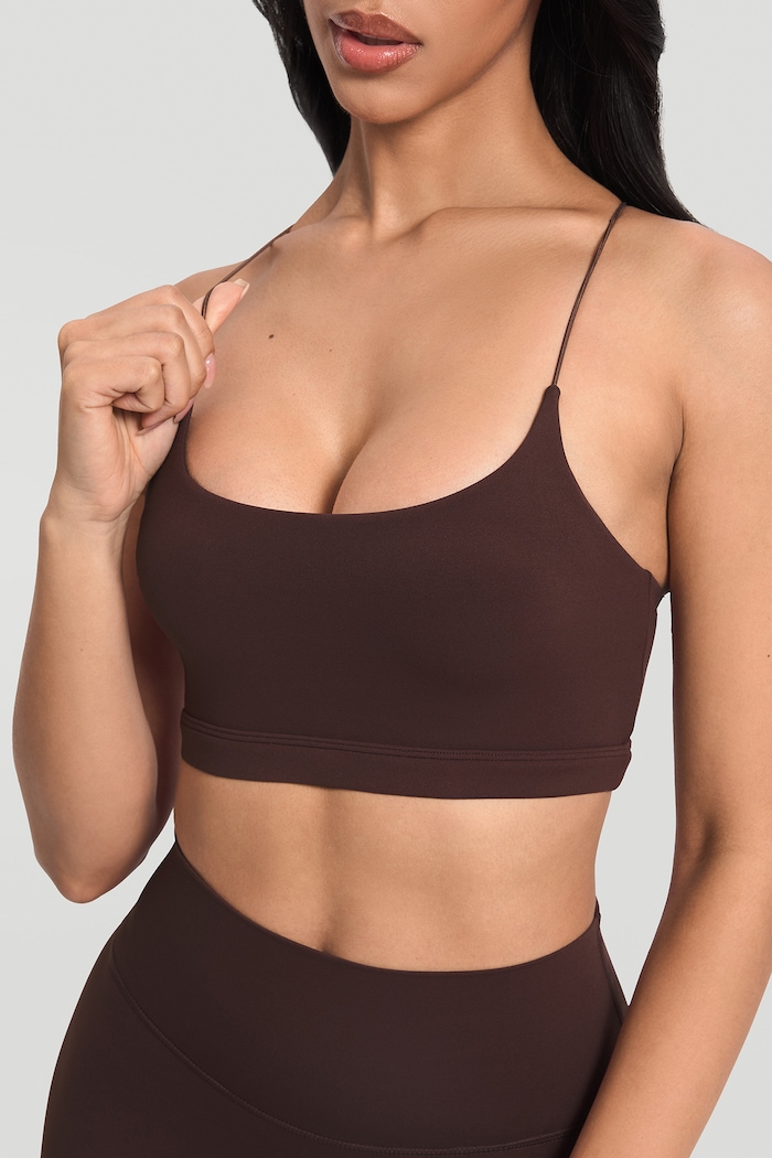 Biustonosz do jogi Strappy BetterMe brązowy BRA00028